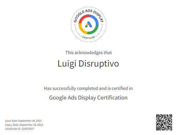 Especialista en Google Ads Certificado en Anuncios de Display